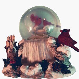 Cardinal Snow Globe Waterfall Scene Cloudy Craft